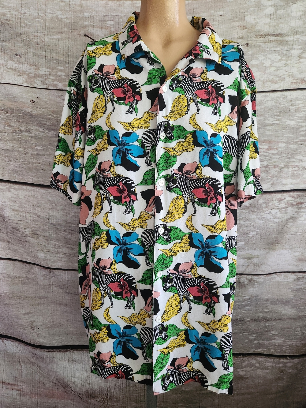 Brave Soul Multicolor Zebra & Floral Button-Down Shirt